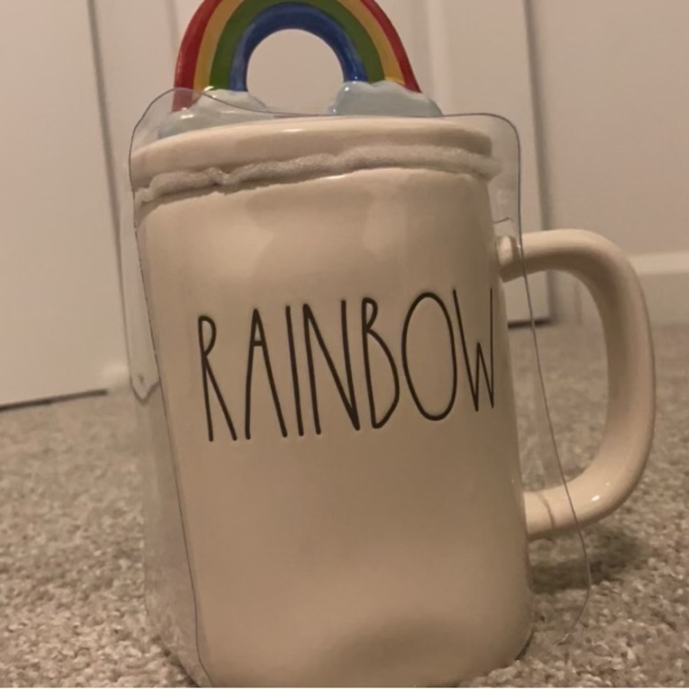 Rae Dunn mug with topper